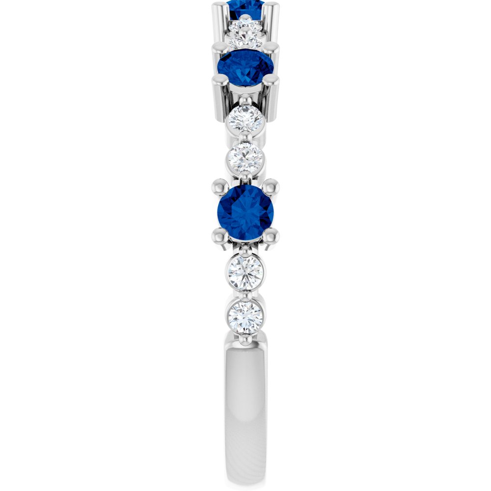 14K White Gold Natural Blue Sapphire & 1/6 CTW Natural Diamond Ring