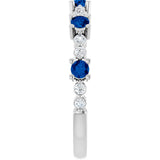 14K White Gold Natural Blue Sapphire & 1/6 CTW Natural Diamond Ring