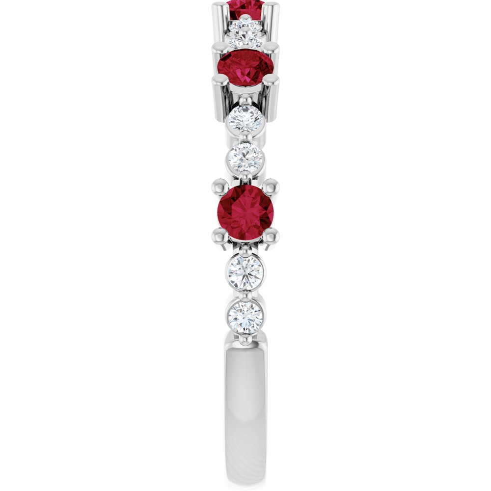 14K White Natural Ruby & 1/6 CTW Natural Diamond Ring