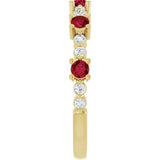 14K Yellow Lab-Grown Ruby & 1/6 CTW Natural Diamond Ring