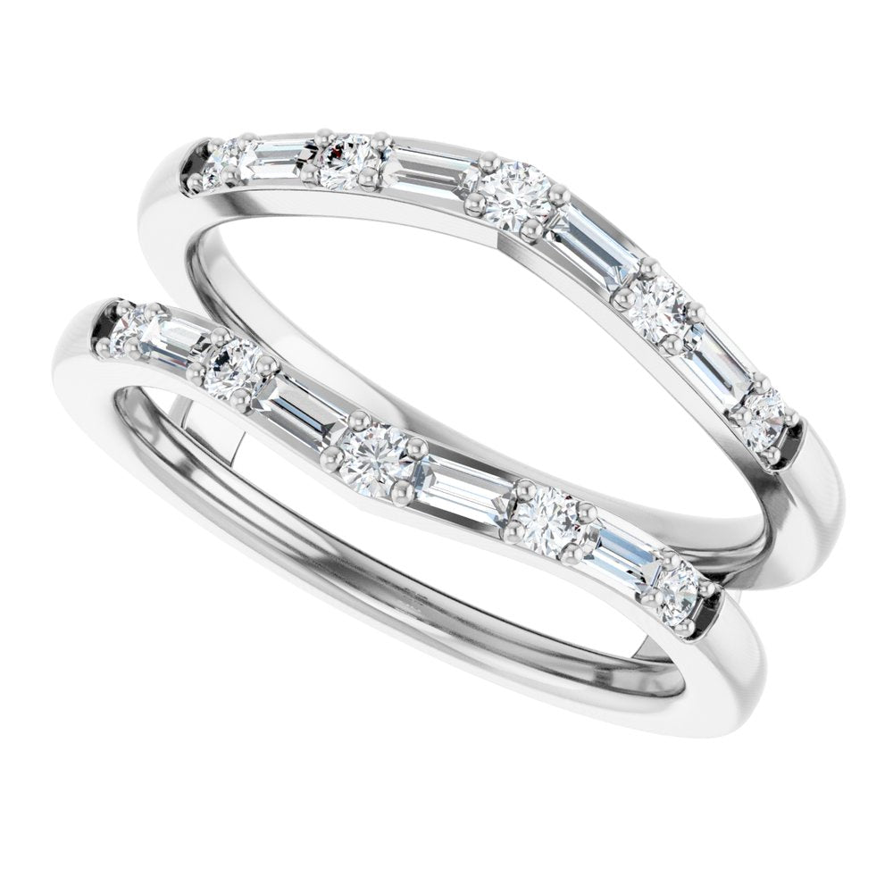 14K White Gold 1/2 CTW Natural Diamond Ring Guard