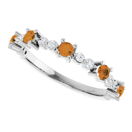 14K White Gold Natural Citrine & 1/6 CTW Natural Diamond Ring