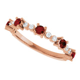 14K Rose Natural Mozambique Garnet & 1/6 CTW Natural Diamond Ring