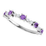 Sterling Silver Natural Amethyst & 1/6 CTW Natural Diamond Ring