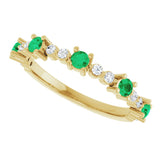 14K Yellow Natural Emerald & 1/6 CTW Natural Diamond Ring