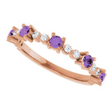 14K Rose Natural Amethyst & 1/6 CTW Natural Diamond Ring