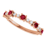 14K Rose Lab-Grown Ruby & 1/6 CTW Natural Diamond Ring