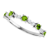 14K White Natural Peridot & 1/6 CTW Natural Diamond Ring