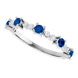 14K White Gold Natural Blue Sapphire & 1/6 CTW Natural Diamond Ring
