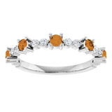 14K White Natural Citrine & 1/6 CTW Natural Diamond Ring