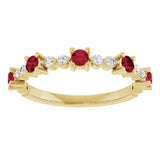 14K Yellow Lab-Grown Ruby & 1/6 CTW Natural Diamond Ring