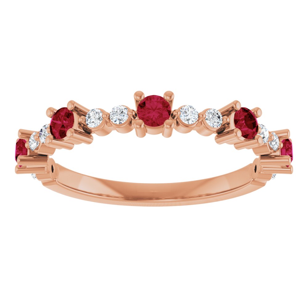 14K Rose Lab-Grown Ruby & 1/6 CTW Natural Diamond Ring