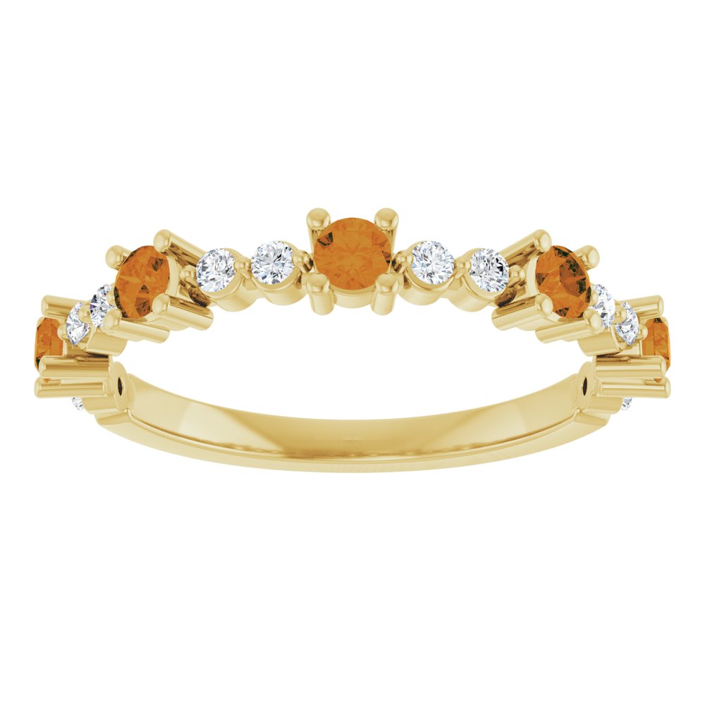 14K Yellow Natural Citrine & 1/6 CTW Natural Diamond Ring