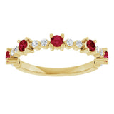 14K Yellow Gold Natural Ruby & 1/6 CTW Natural Diamond Ring