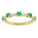 14K Yellow Natural Emerald & 1/6 CTW Natural Diamond Ring