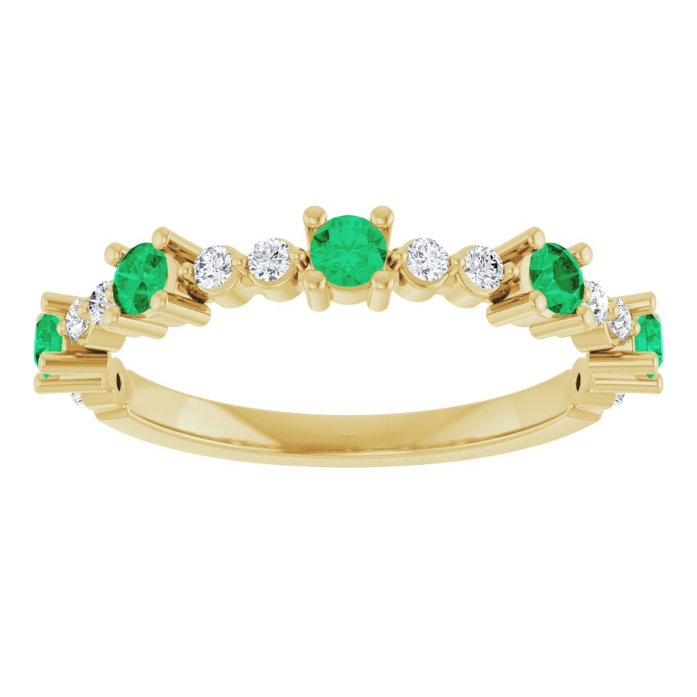 14K Yellow Natural Emerald & 1/6 CTW Natural Diamond Ring