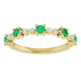 14K Yellow Natural Emerald & 1/6 CTW Natural Diamond Ring