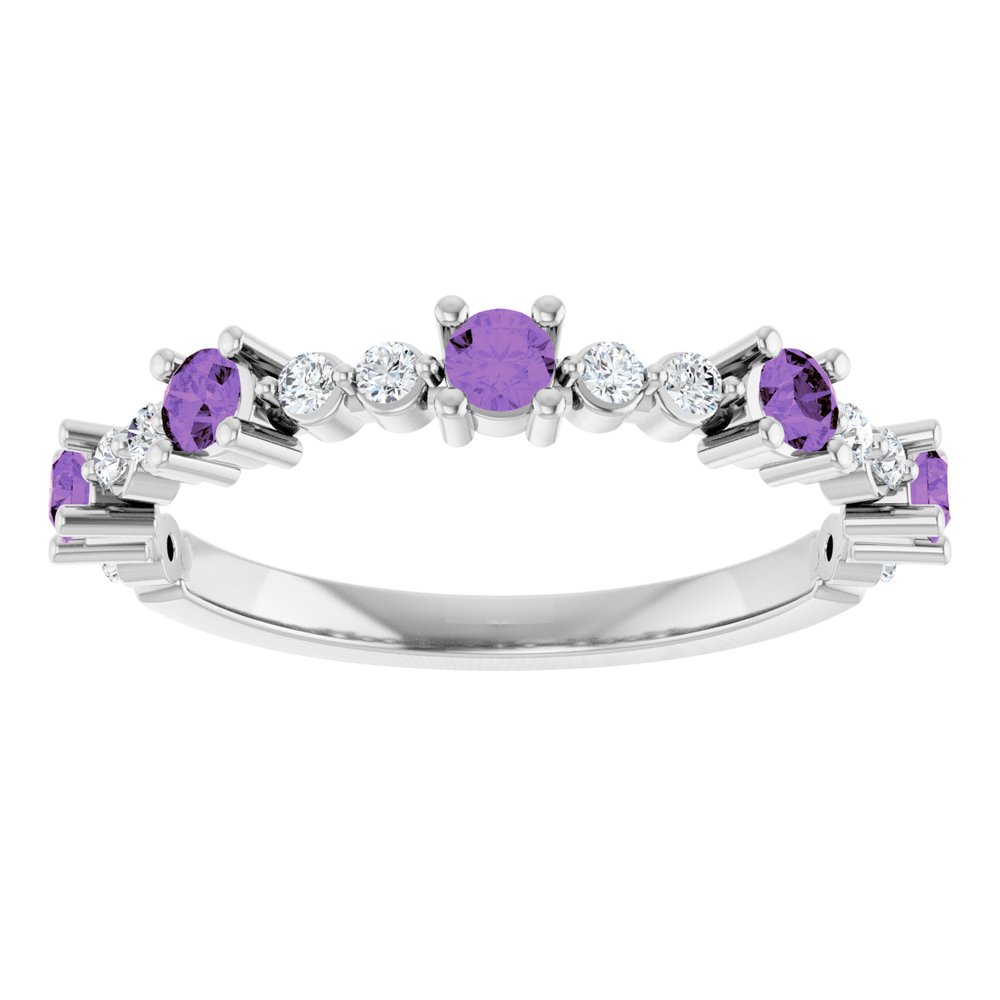 Sterling Silver Natural Amethyst & 1/6 CTW Natural Diamond Ring