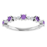 Sterling Silver Natural Amethyst & 1/6 CTW Natural Diamond Ring