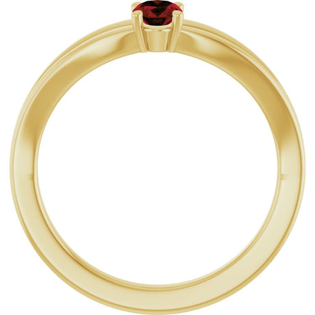 14K Yellow Gold Natural Mozambique Garnet Youth Solitaire Ring