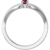 14K White Natural Pink Tourmaline Youth Solitaire Ring