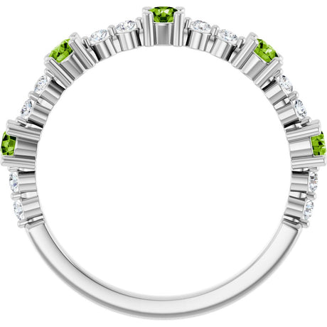 14K White Natural Peridot & 1/6 CTW Natural Diamond Ring