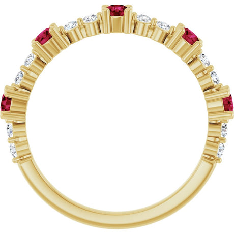 14K Yellow Gold Lab-Grown Ruby & 1/6 CTW Natural Diamond Ring