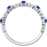 14K White Gold Natural Blue Sapphire & 1/6 CTW Natural Diamond Ring