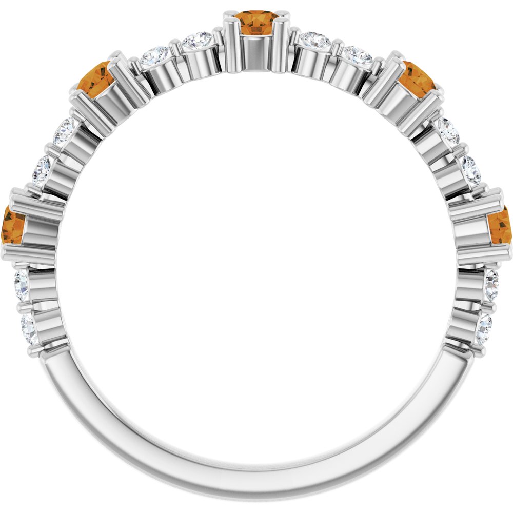 14K White Gold Natural Citrine & 1/6 CTW Natural Diamond Ring