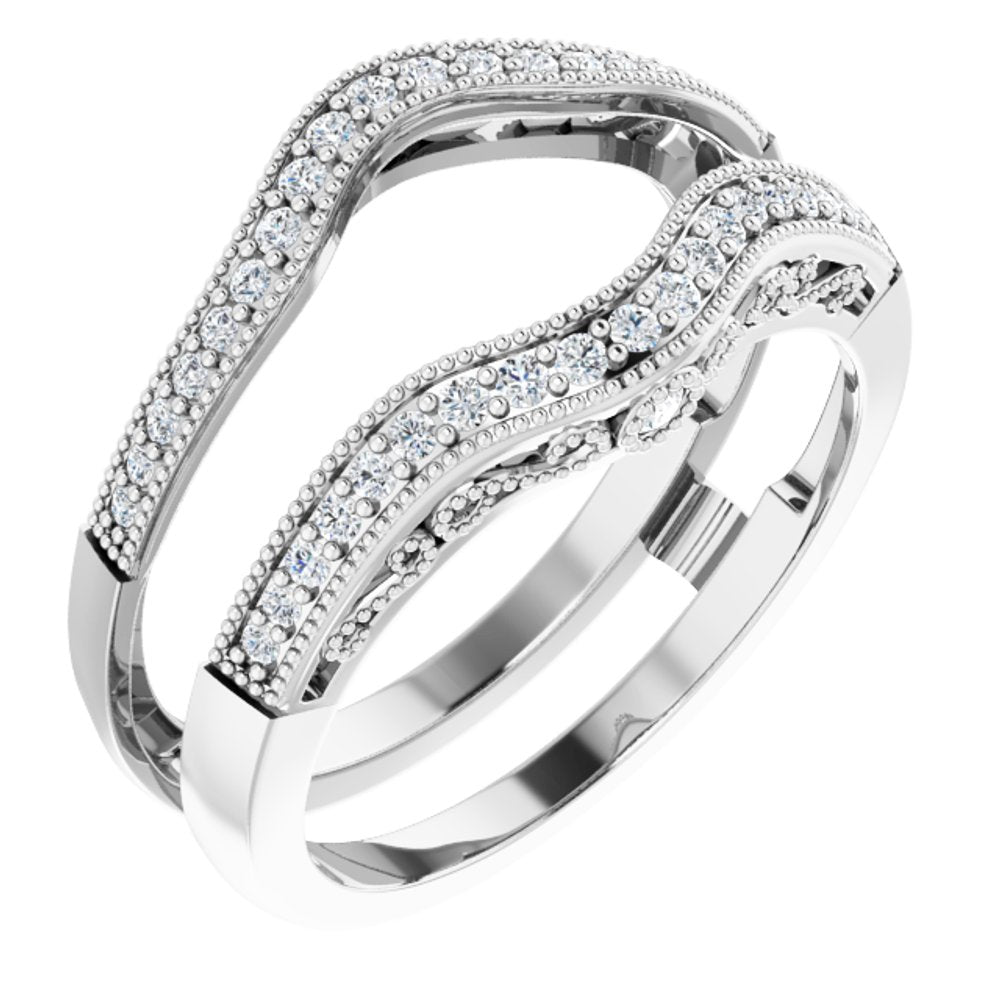 14K White 1/4 CTW Natural Diamond Ring Guard