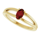 14K Yellow Gold Natural Mozambique Garnet Youth Solitaire Ring