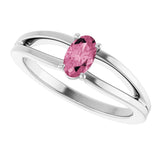 14K White Natural Pink Tourmaline Youth Solitaire Ring