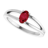 Sterling Silver Imitation Ruby Solitaire Youth Ring       