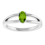 14K White Natural Peridot Youth Solitaire Ring