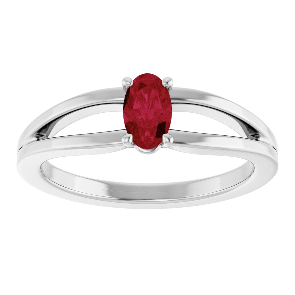 Sterling Silver Imitation Ruby Solitaire Youth Ring       