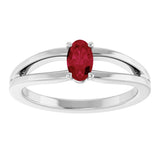 Sterling Silver Imitation Ruby Solitaire Youth Ring       