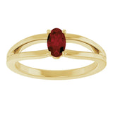 14K Yellow Gold Natural Mozambique Garnet Youth Solitaire Ring