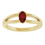 14K Yellow Natural Mozambique Garnet Youth Solitaire Ring
