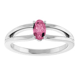 14K White Natural Pink Tourmaline Youth Solitaire Ring