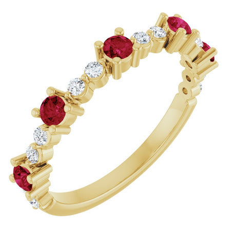 14K Yellow Gold Lab-Grown Ruby & 1/6 CTW Natural Diamond Ring