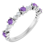 Sterling Silver Natural Amethyst & 1/6 CTW Natural Diamond Ring