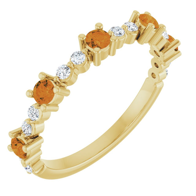 14K Yellow Natural Citrine & 1/6 CTW Natural Diamond Ring