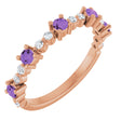 14K Rose Natural Amethyst & 1/6 CTW Natural Diamond Ring