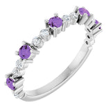 Sterling Silver Natural Amethyst & 1/6 CTW Natural Diamond Ring