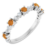 14K White Gold Natural Citrine & 1/6 CTW Natural Diamond Ring