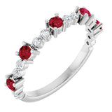 14K White Natural Ruby & 1/6 CTW Natural Diamond Ring