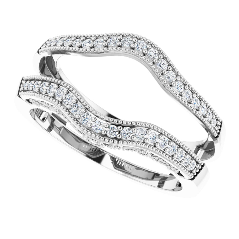 14K White 1/4 CTW Natural Diamond Ring Guard