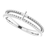 14K White Milgrain Stackable Cross Ring