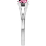 14K White Natural Pink Tourmaline Youth Solitaire Ring