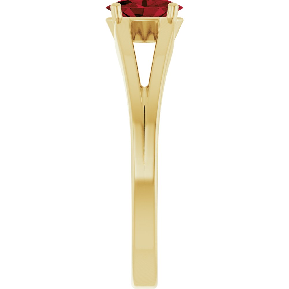 14K Yellow Natural Mozambique Garnet Youth Solitaire Ring